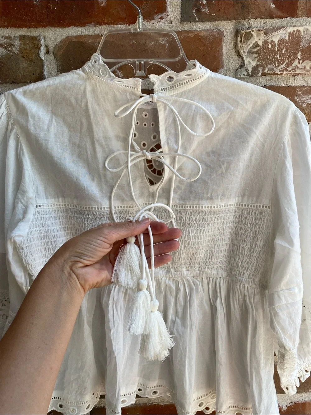 Anthropologie Forever That Girl White Eyelet Babydoll Top Let Me Be Size XS